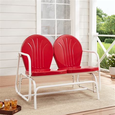 Mainstays Retro Red Outdoor Steel Glider