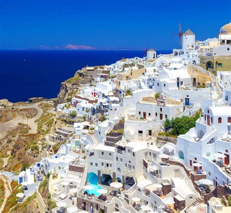 Oia Dorf In Santorini Insel In Griechenland Stockbild Bild Von