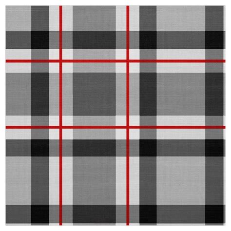 Large Modern Plaid Black White Gray And Red Fabric In 2021 Red Fabric Plaid Decor