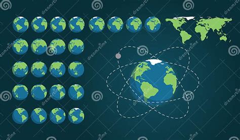 Earth Animation Vector Set stock vector. Illustration of west - 293720698