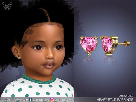 The Sims Resource Heart Stud Earrings For Toddlers