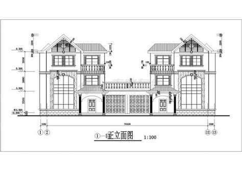 某市区别墅建筑施工图纸（共8张）联排别墅土木在线