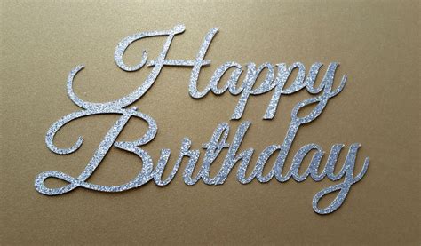 Happy Birthday Cake Topper In Silver Glitter By PaperesqueCo