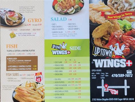 Menu At Uptown Wings Restaurant Sugar Hill