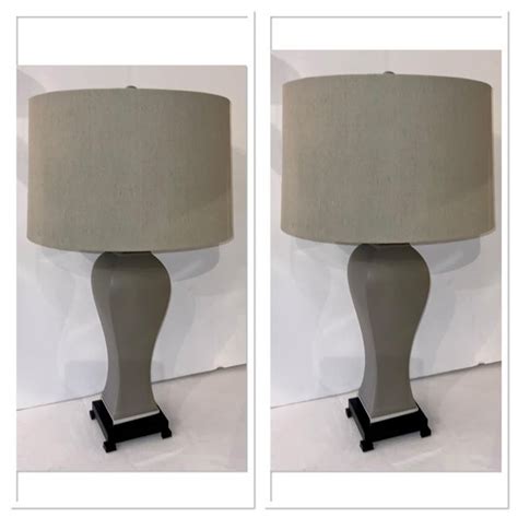 Modern Gray Ceramic Table Lamps Pair | Chairish