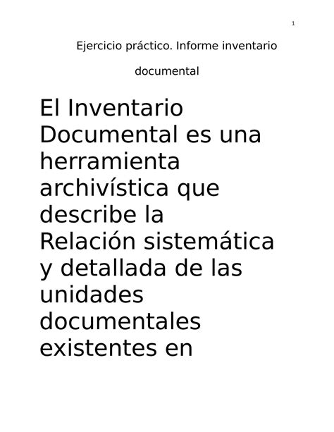 Eje Act Tarea Ejercicio Pr Ctico Informe Inventario Documental