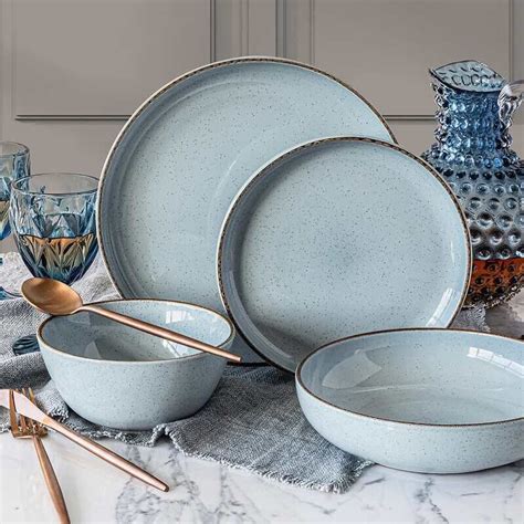 OVER AND BACK STONEWARE DINNERWARE 16 PIECES Colour Blue