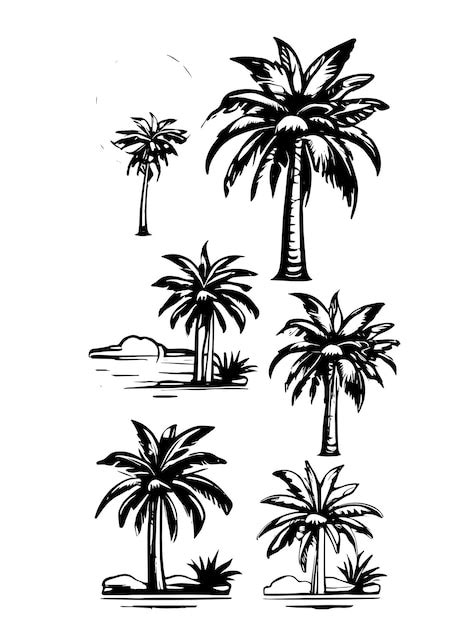 Premium Vector Hand Draw Funny Sticker Coconut Tree Collection