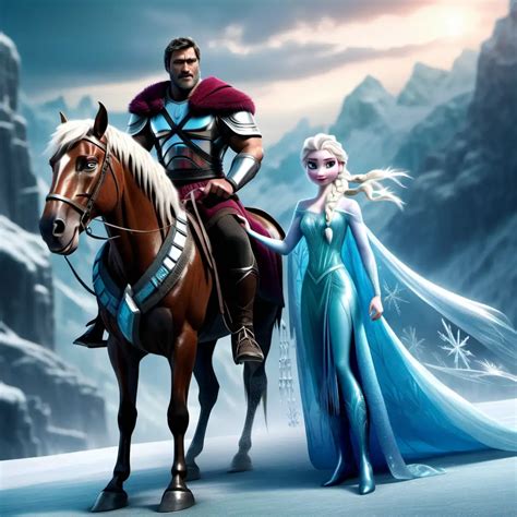 Elsa Riding With A Mighty Spartan Warrior In Frozen Adventure Muse Ai