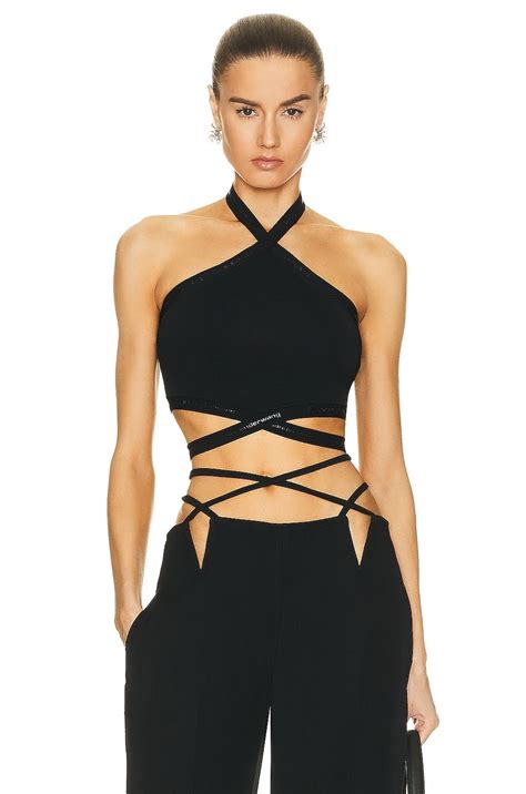 Alexander Wang Criss Cross Logo Halter Top In Black Lyst