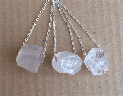 Raw Crystal Necklace Clear Quartz Necklace Etsy