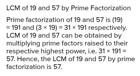 Lcm Of 19 And 57 And Pls Tell Me How To Take Out Lcm