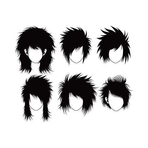 Set Of Mullet Hair 39380622 Vector Art At Vecteezy