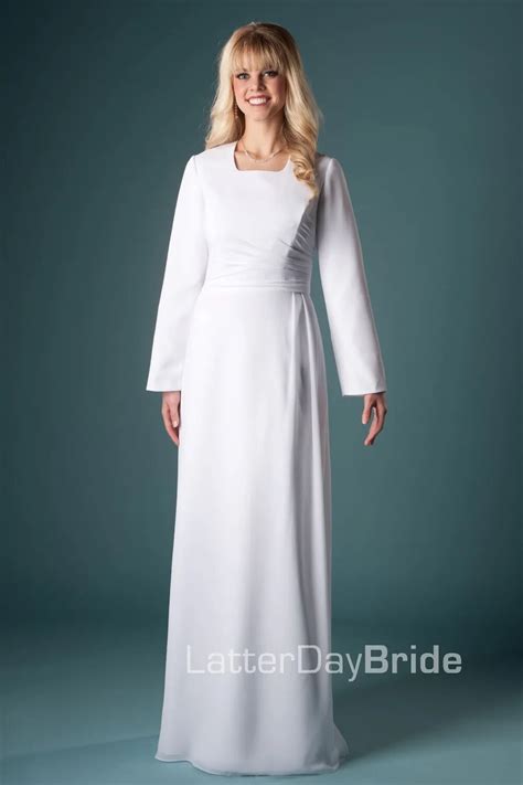 2016simple White A Line Long Floor Length Modest Full Long Sleeves