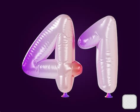 Premium PSD | Balloon Number 41 Rainbow 3D illustration