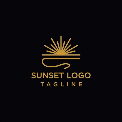 Modelo de arte de design de logotipo pôr do sol Vetor Premium