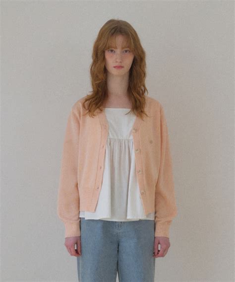 Musinsa Oro Sash V Neck Knit Cardigan Peach Pink