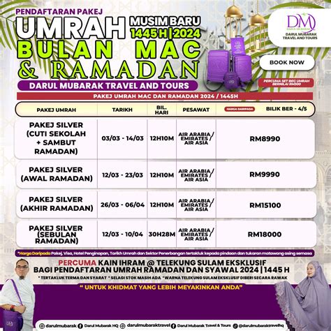 Jadual Penuh Umrah H Darul Mubarak Travel Tours