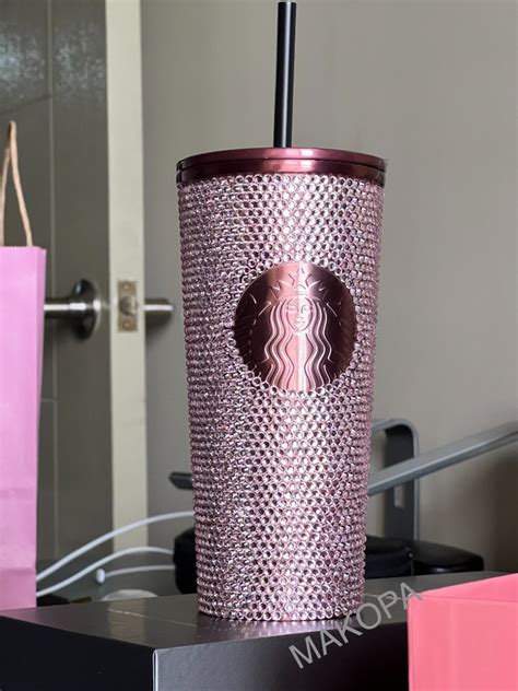 Starbucks Blackpink Rhinestone 437ml Cold Cup Tumbler Furniture Home