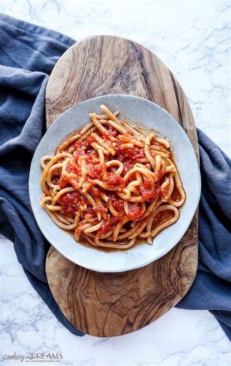 Pici All Aglione Tuscan Pasta With Garlic Tomato Sauce Recipe