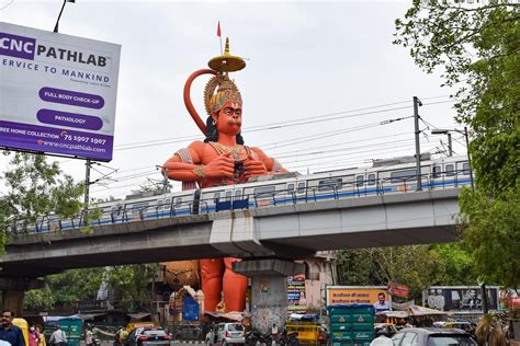 New Delhi Inde Juin Grande Statue De Lord Hanuman Pr S Du