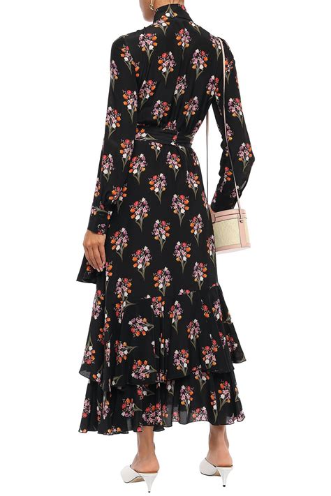 Borgo De Nor Aurora Tiered Floral Print Silk Crepe De Chine Maxi Dress