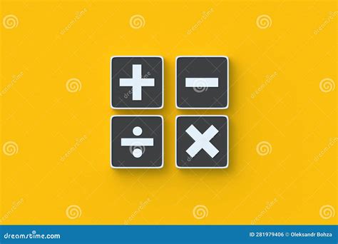 Plus Minus Multiply Divide Mathematical Symbols On Buttons Stock