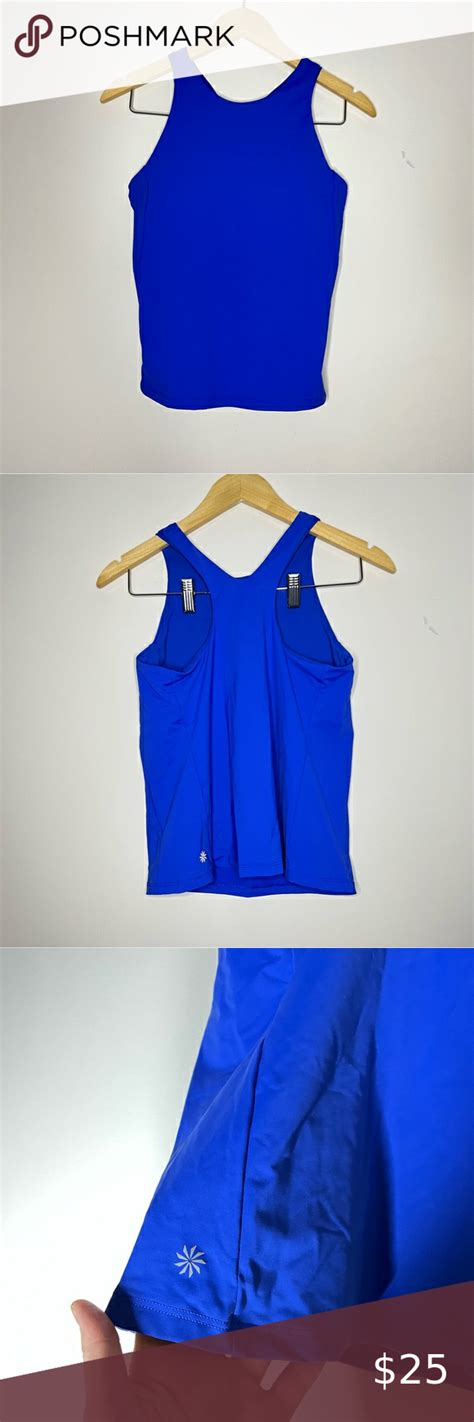 Athleta Blue High Neck Built In Bra Tank Size Medium Bra Tanks