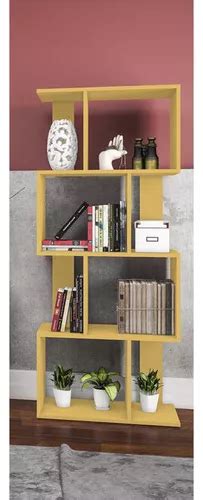 Estante Livreiro Movelbento Design 4 Nichos Esm218 Cor Amarelo