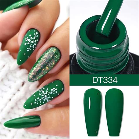 Ml Verde Gel Unha Polon S Outono Inverno Unhas Vermelho Glitter Semi