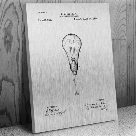 Thomas Edison Light Bulb Patent Canvas Print Thomas Edison Light Bulb