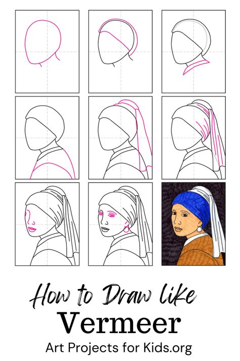 Easy How To Draw The Girl With A Pearl Earring Like Vermeer Tutorial