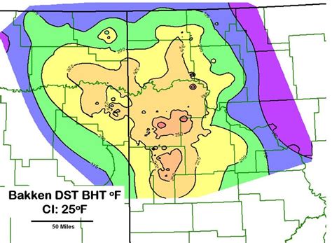 Bakken Temperature Map Uncorrected From Bakken Dst Data Base The