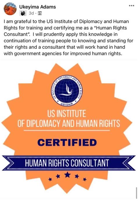 Us Institute Of Diplomacy And Human Rights Become A Certified Human Rights Consultant