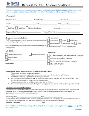 Fillable Online Testing Accommodations Request Form Fax Email Print