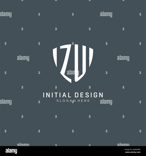 Initials ZU Logo Shield Guard Shape Creative Logo Design Concept