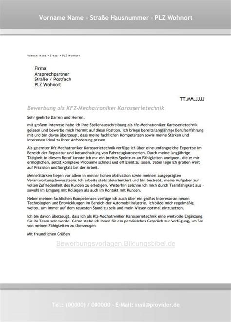 Bewerbung Als Kfz Mechatroniker 5 PDF Muster Word Vorlagen Kostenlos