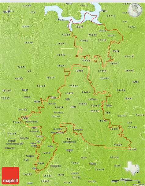 Physical 3d Map Of Zip Codes Starting With 750