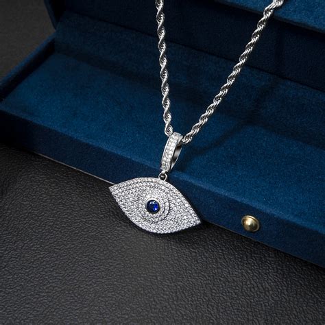 Iced Sapphire Evil Eye Pendant Helloice