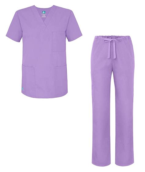 Adar Universal Unisex Scrub Set Unisex V Neck Scrub Top And Tapered Drawstring Scrub Pants 907