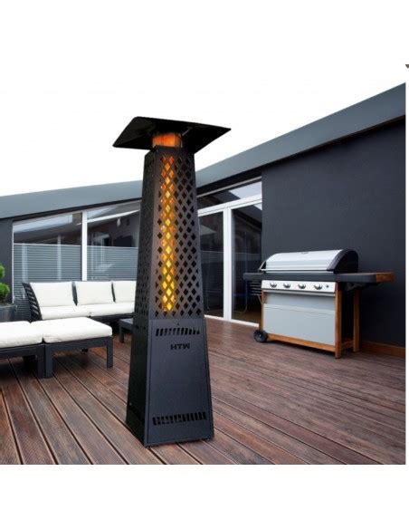 Nueva Estufa Exterior De Pellet Para Terraza Con Diseño En Pirámide Ferya De 14kw Color Negro