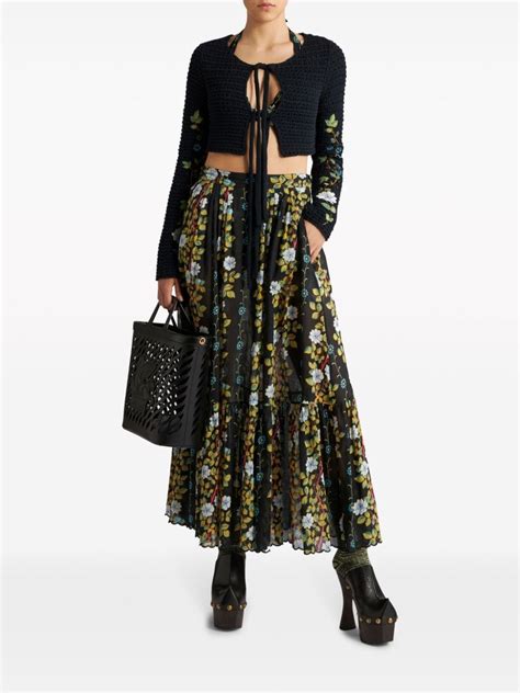 ETRO Floral Print Cotton Maxi Skirt Farfetch