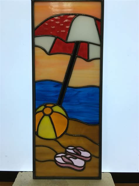 Stained Glass Beach Scene Made This For A Silent Auction At Work To