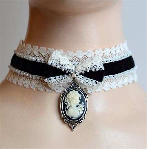 Black Velvet Cameo Choker Corset Collar Necklace Vampire Victorian Goth