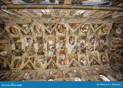 Shot of Frescos on the Ceiling of the Sistine Chapel in the Vatican ...