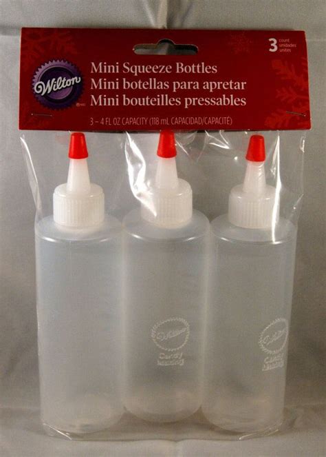 3 Wilton Mini Plastic Squeeze Bottles 4 Oz Perfect For A Multitude Of