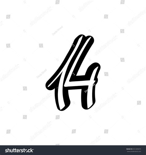 14 Isolated Sticker Calligraphy Number Design Stock Vector (Royalty ...