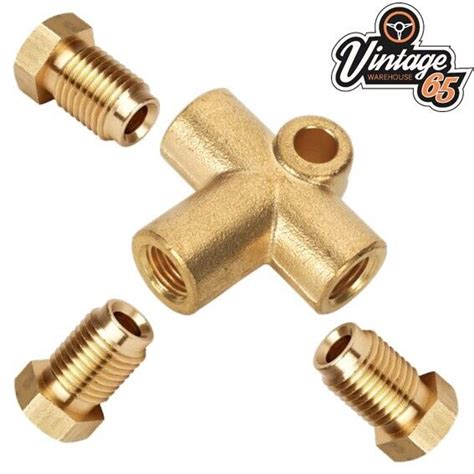 7 16 UNF X 20Tpi Brass 3 Way Female T Piece Connector Plus Males For 1