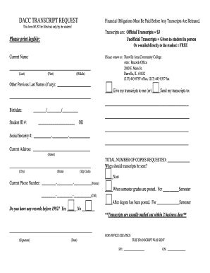 Dacc Transcripts Fill Online Printable Fillable Blank PdfFiller