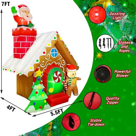 SEASONBLOW Casa inflable de Navidad de 7 pies con decoración de árbol